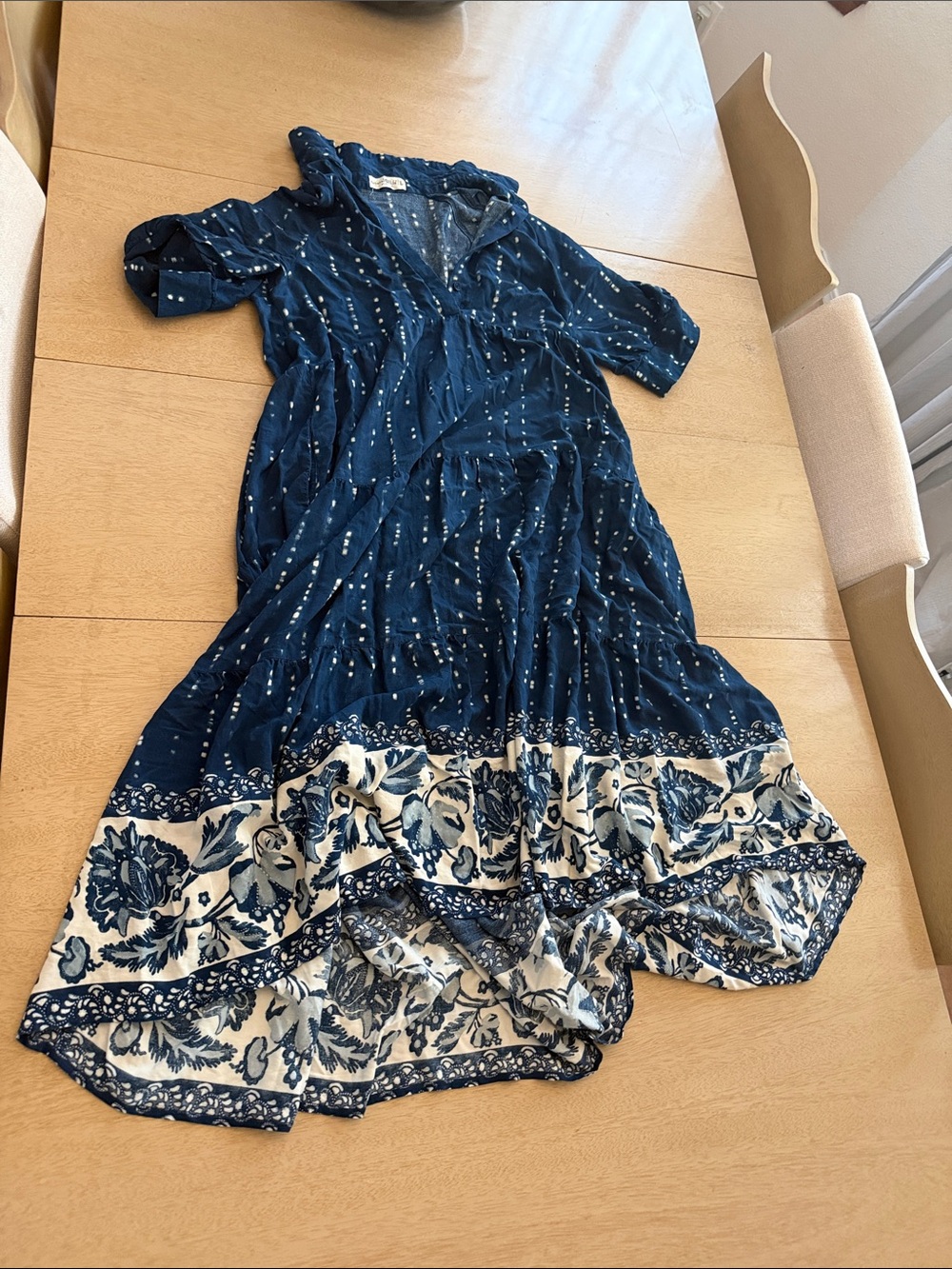NATURAL LIFE Navy Blue Printed Maxi Dress